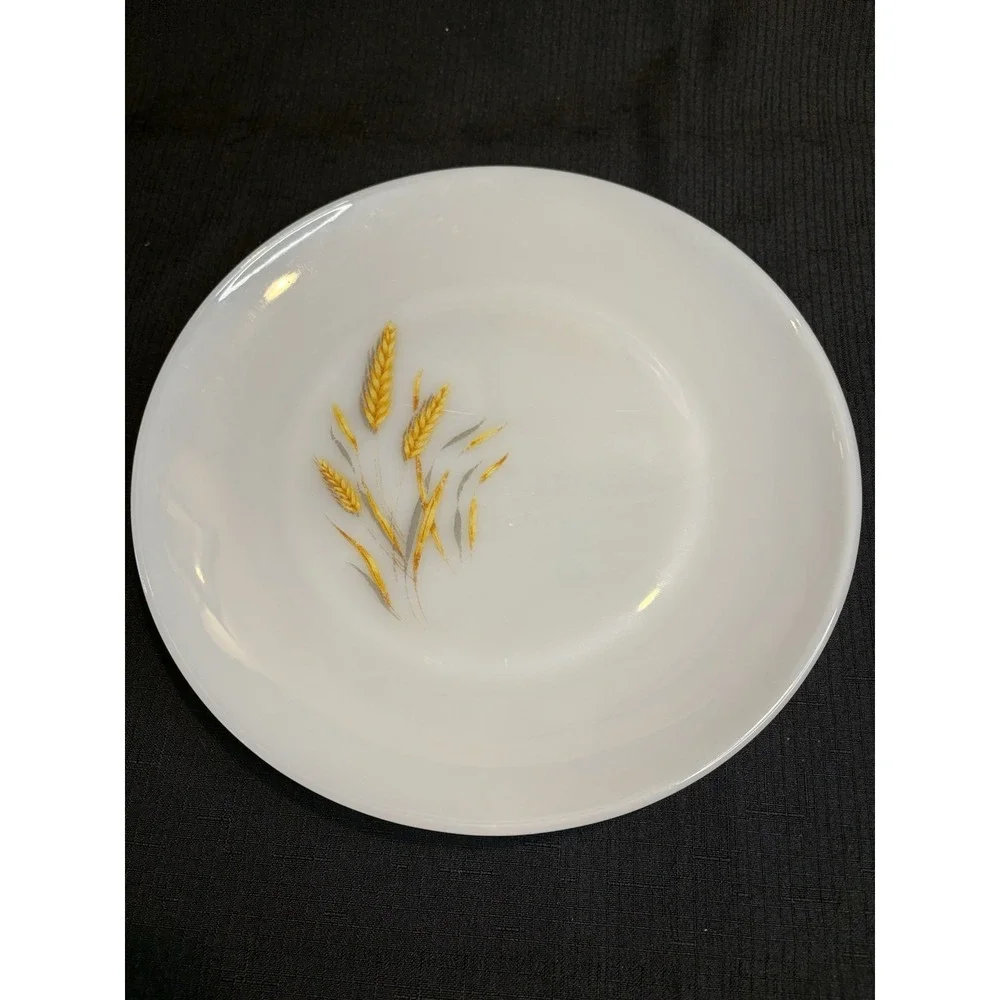 Fire King Milk Glass Wheat Pattern Dinner Plate 10 Inch White Vintage Oven Ware